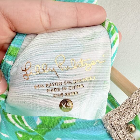 Lilly Pulitzer Adelina Tunic Fronds Place Print Beaded Sleeveless Size XS U520 - Picture 3 of 4